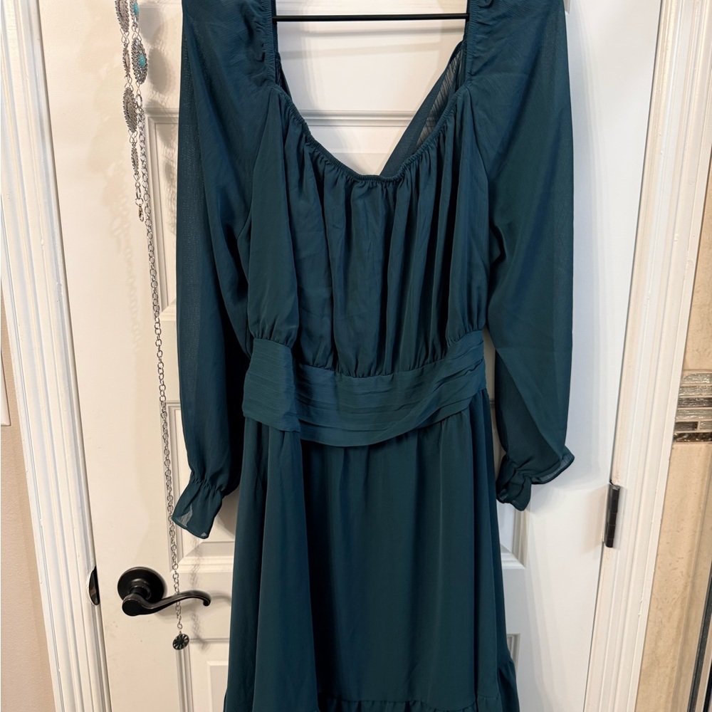 Amazon Teal Long Sleeve Dress